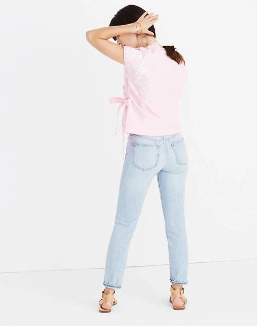 商品Madewell|Embroidered Side-Tie Wrap Top,价格¥159,第3张图片详细描述