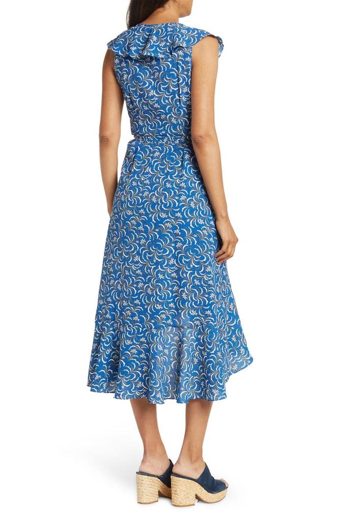 Patterned Ruffle Wrap Midi Dress商品第2张图片规格展示