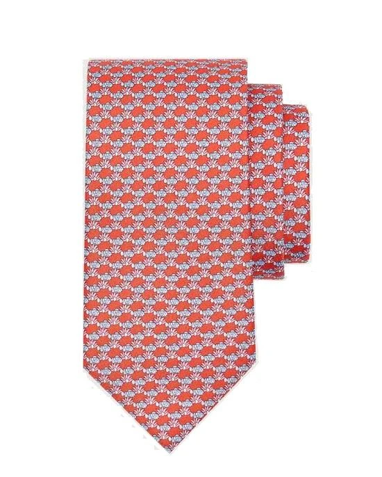 商品Salvatore Ferragamo|Salvatore Ferragamo Mens Fish Print Silk Tie - Red,价格¥887,第1张图片