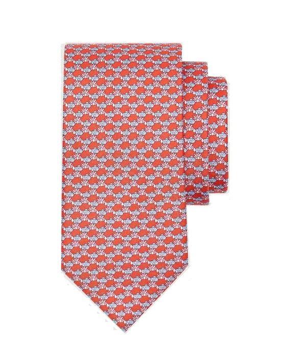 商品Salvatore Ferragamo|Salvatore Ferragamo Mens Fish Print Silk Tie - Red,价格¥877,第1张图片