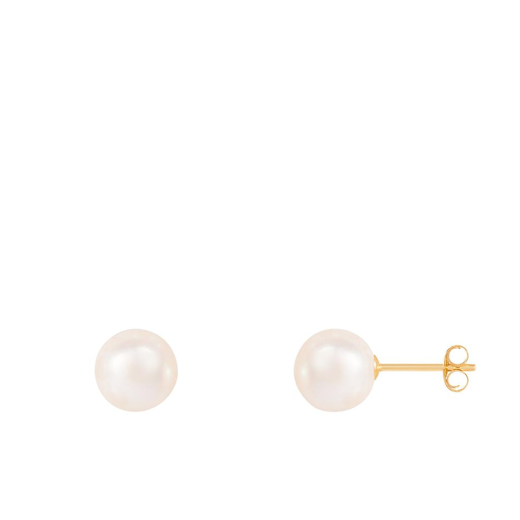 14k Yellow Gold 7-7.5mm Pearl Earrings商品第1张图片规格展示
