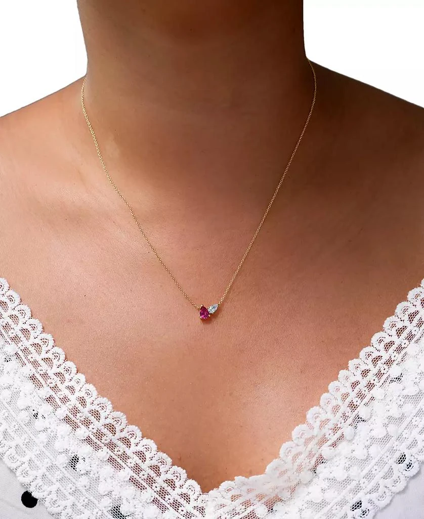商品Macy's|2-Pc. Set Lab-Created Ruby (1-1/2 ct. t.w.) & Lab-Created White Sapphire Pear Duo Pendant Necklace & Matching Stud Earrings in 14k Gold-Plated Sterling Silver,价格¥2782,第2张图片详细描述