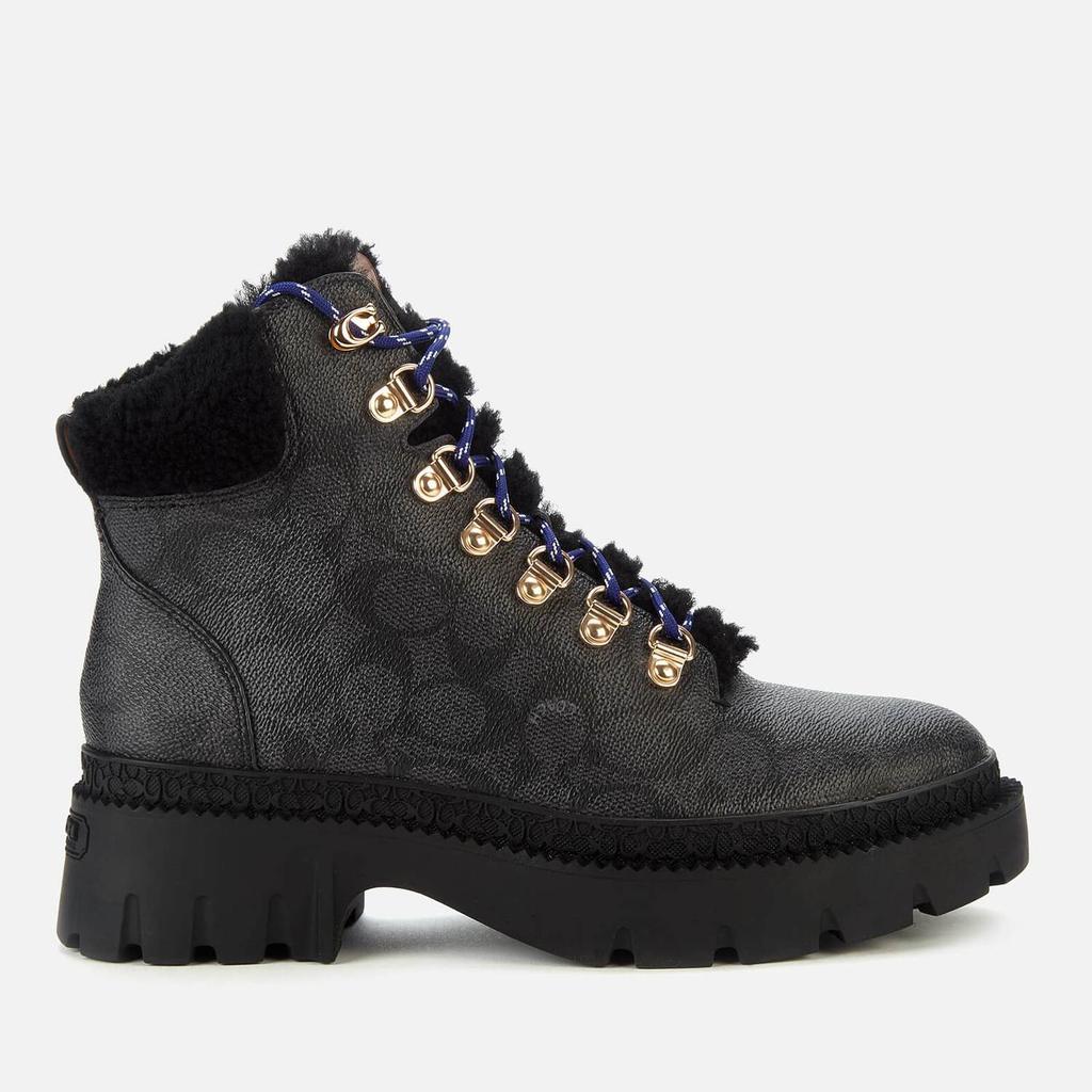 商品Coach|Coach Women's Janel Coated Canvas Hiking Style Boots - Charcoal,价格¥1194,第1张图片