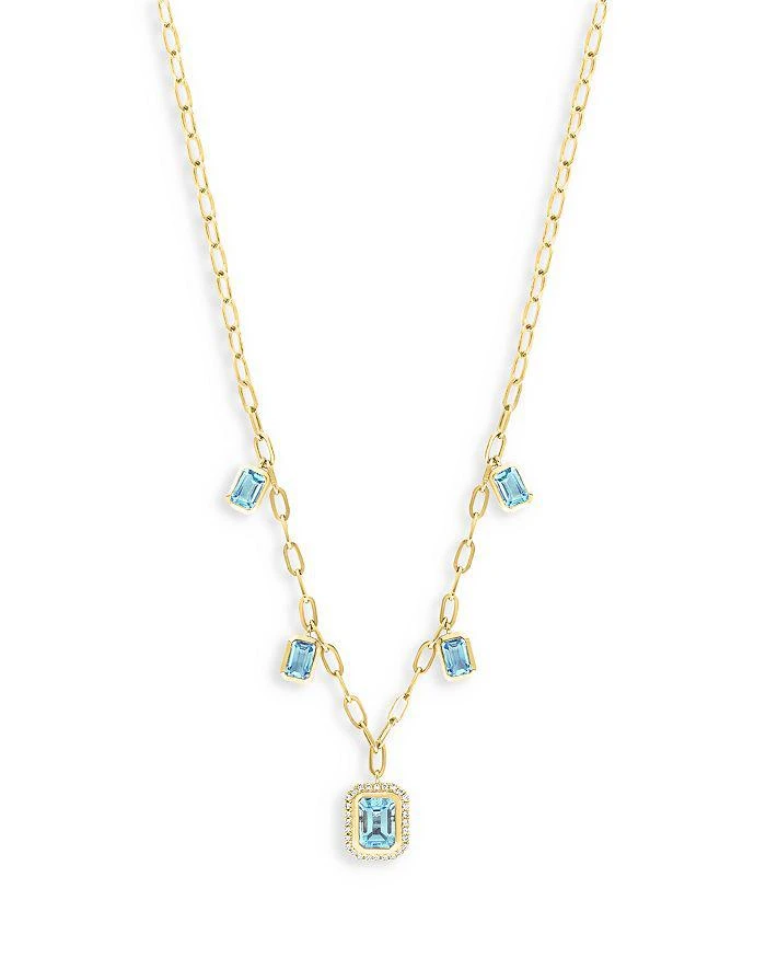 商品Bloomingdale's|Sky Blue Topaz & Diamond Dangle Pendant Necklace in 14K Yellow Gold, 18",价格¥35873,第1张图片