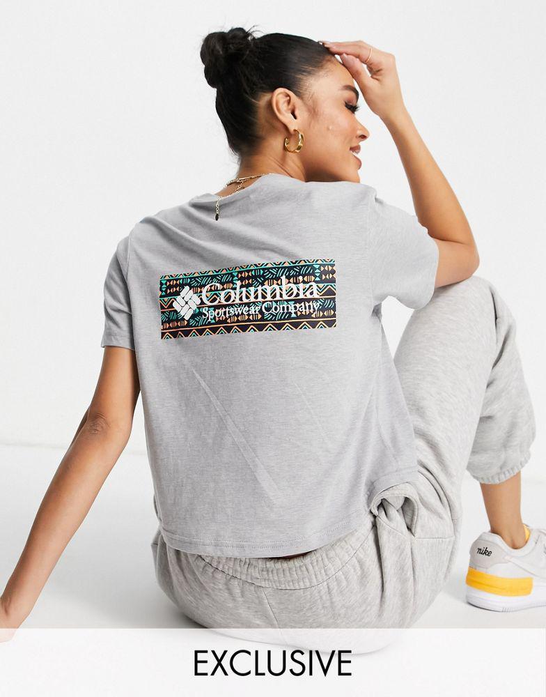 商品Columbia|Columbia CSC River 1/2 crop t-shirt in grey Exclusive at ASOS,价格¥115,第1张图片