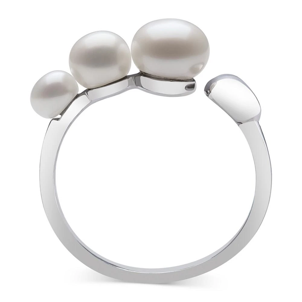 商品Belle de Mer|Cultured Freshwater Button Pearl (4-7mm) Heart Cuff Ring in Sterling Silver,价格¥598,第3张图片详细描述