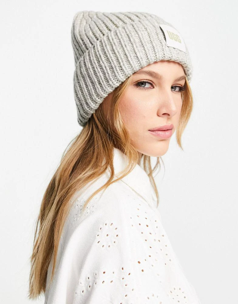 商品UGG|UGG rib knit beanie in grey,价格¥220,第1张图片