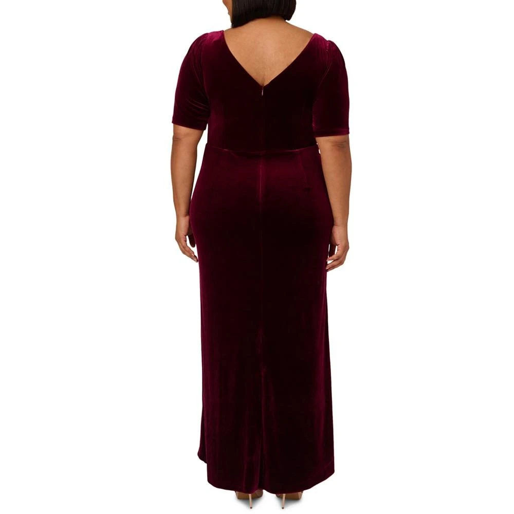 商品Adrianna Papell|Plus Size Velvet V-Neck Draped High-Low Gown,价格¥548,第2张图片详细描述