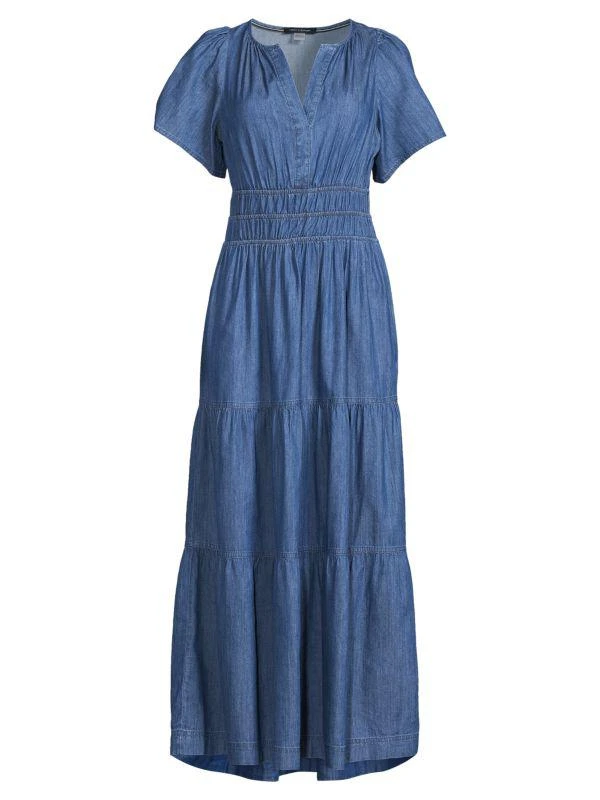 商品Tommy Hilfiger|Chambray Maxi Tiered Dress,价格¥374,第3张图片详细描述