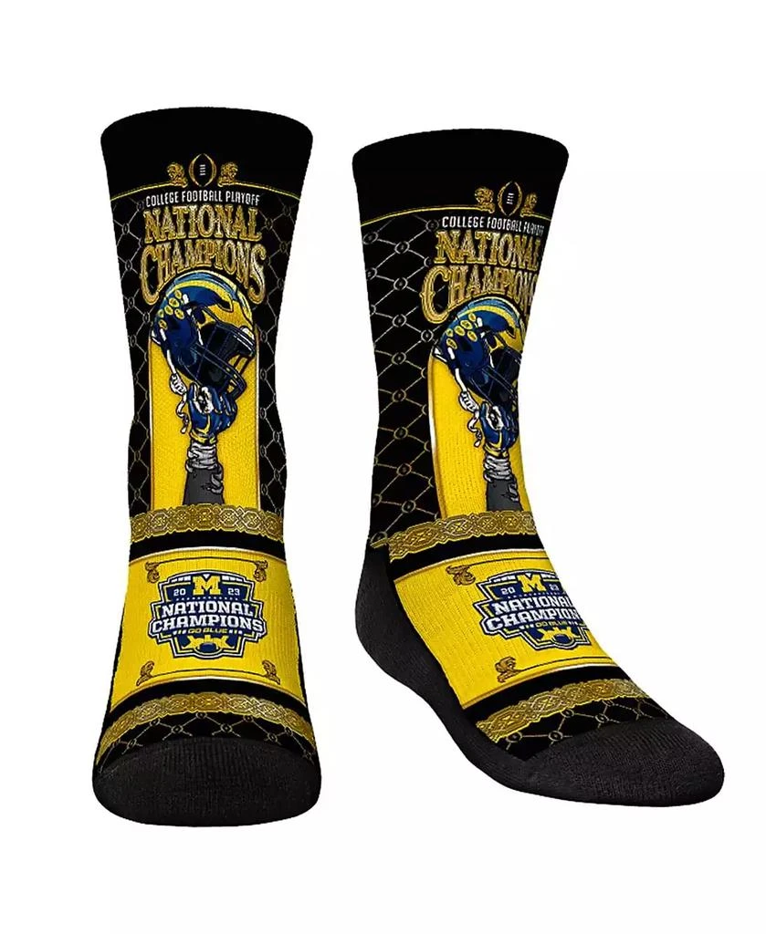 商品Rock 'Em|Youth Boys and Girls Socks Navy Michigan Wolverines College Football Playoff 2023 National Champions Gilded Helmet Crew Socks,价格¥165,第1张图片