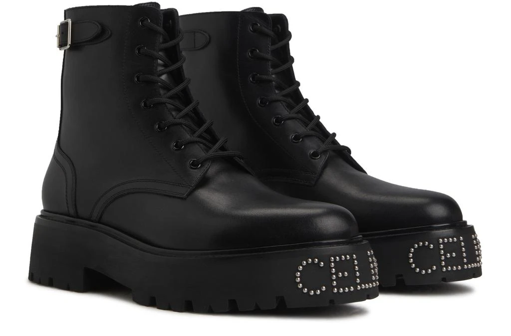 商品Celine|Celine bulky lace-up boot with studded outsole in shiny bull,价格¥12030,第2张图片详细描述