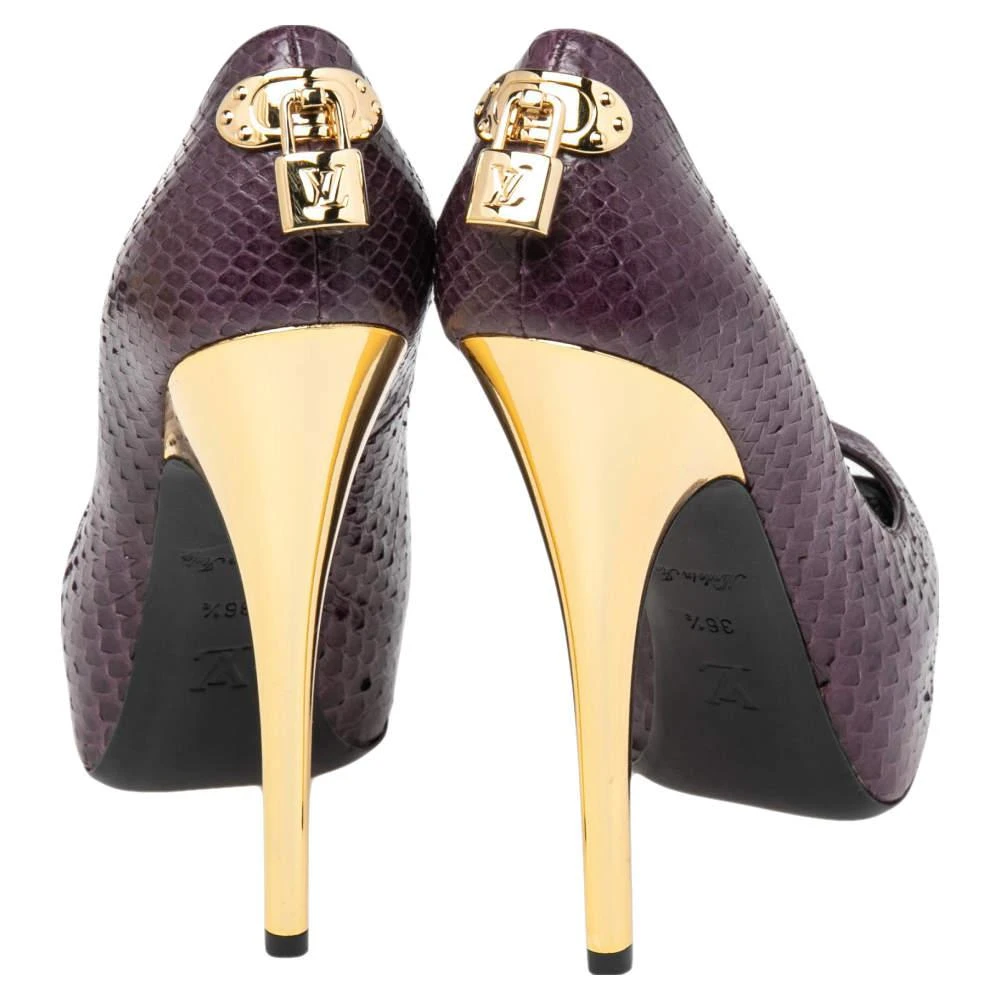 商品[二手商品] Louis Vuitton|Louis Vuitton Purple Python Oh Really! Peep Toe Platform Pumps Size 36.5,价格¥3926,第5张图片详细描述