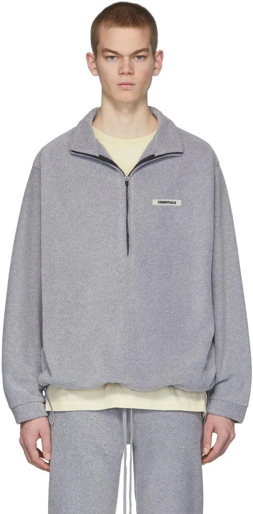 商品Essentials|Grey Polar Fleece Half-Zip Pullover 外套,价格¥813,第1张图片