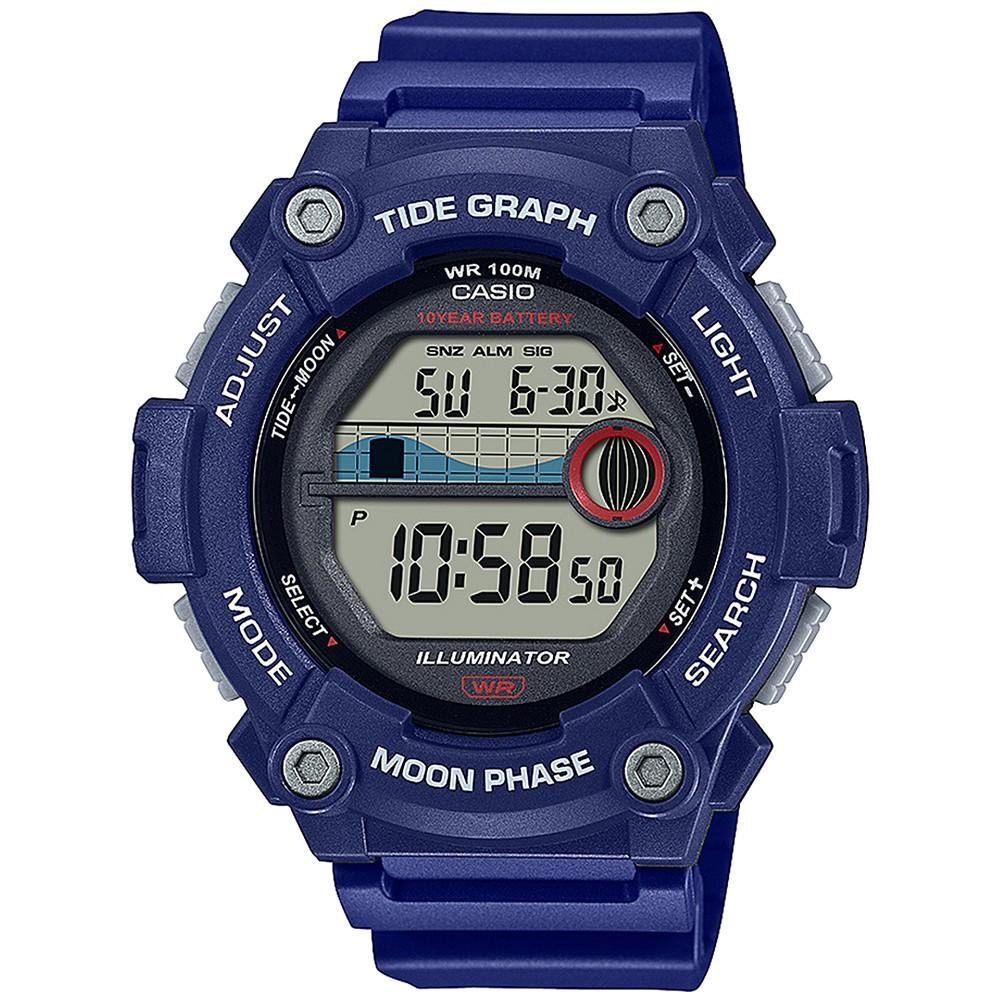 商品Casio|Men's Digital Blue Resin Strap Watch 51mm,价格¥295,第1张图片