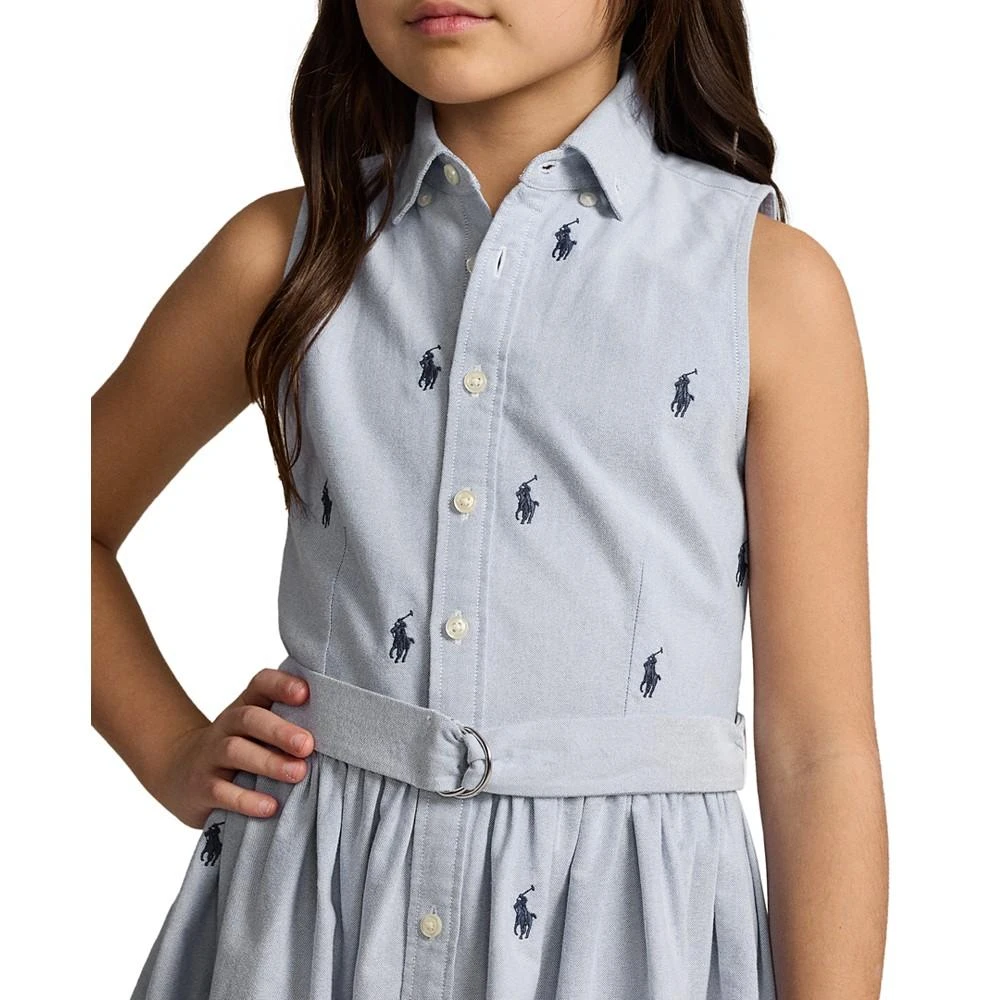 商品Ralph Lauren|Big Girls Belted Polo Pony Oxford Sleeveless Shirtdress,价格¥427,第2张图片详细描述