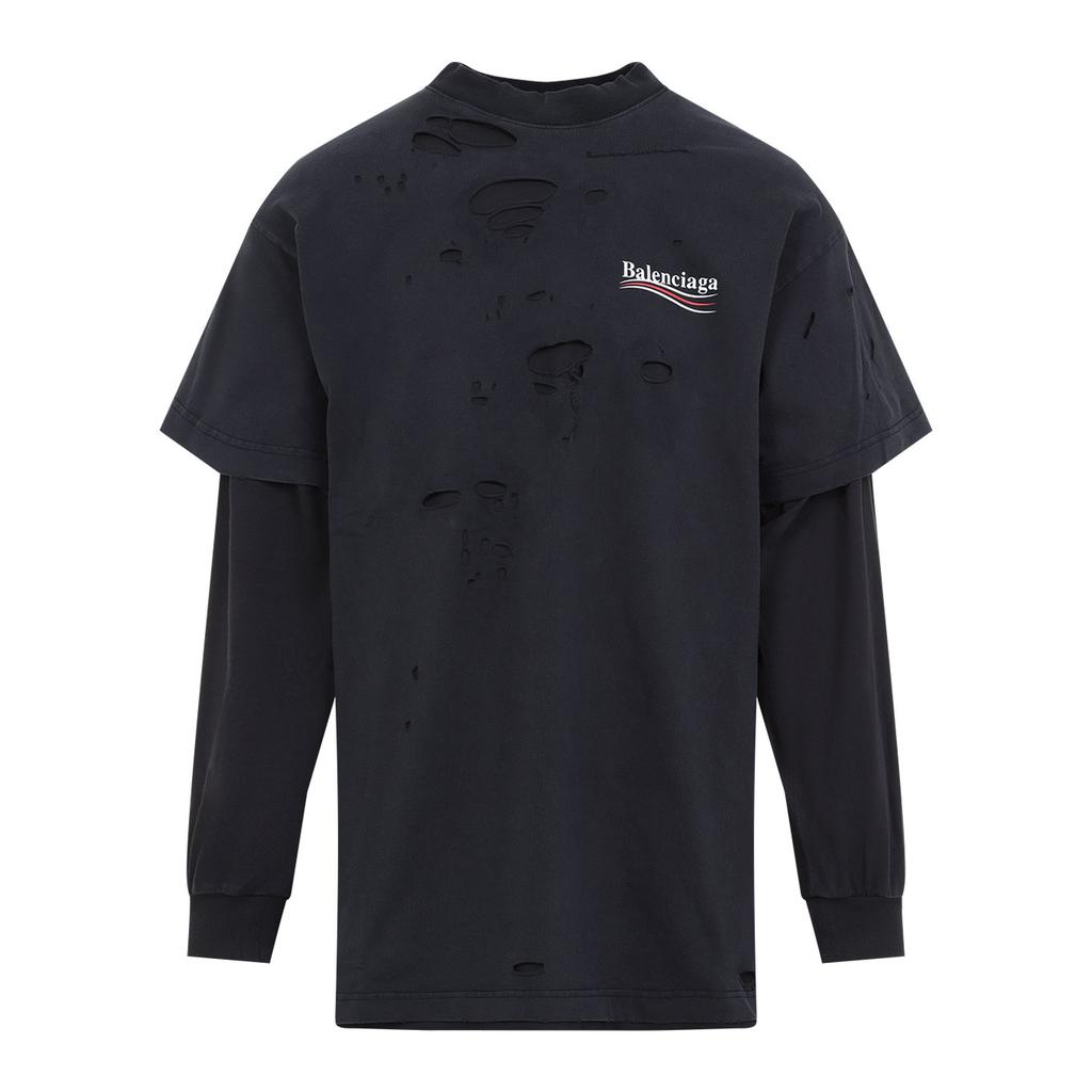 Balenciaga Balenciaga Destroyed Layered Long-Sleeved T-Shirt