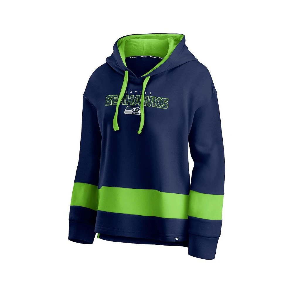 商品Fanatics|Women's Branded College Navy and Neon Green Seattle Seahawks Colors of Pride Colorblock Pullover Hoodie,价格¥347,第3张图片详细描述