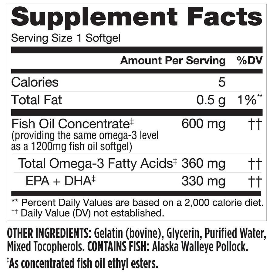 商品Walgreens|Half-the-Size Fish Oil 1200 mg Softgels,价格¥150,第6张图片详细描述