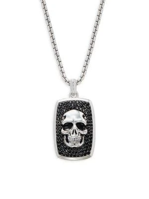 商品Effy|Sterling Silver & Black Spinel Skull Pendant Necklace,价格¥1839,第1张图片
