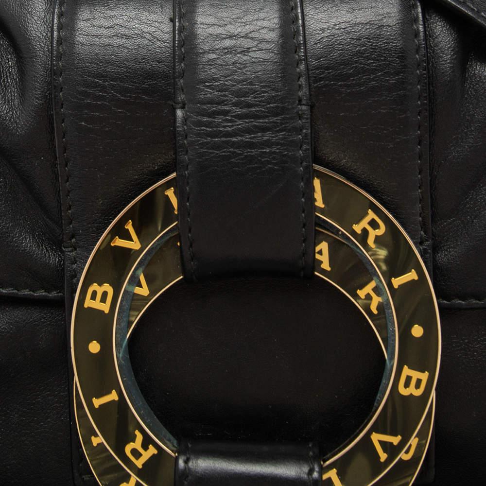 Bvlgari Black Leather Flap Shoulder Bag商品第5张图片规格展示