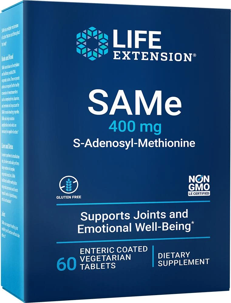 商品Life Extension|Life Extension SAMe, 60 vegetarian tablets - 400 mg (400 mg, 60 enteric-coated vegetarian tablets),价格¥415,第1张图片详细描述