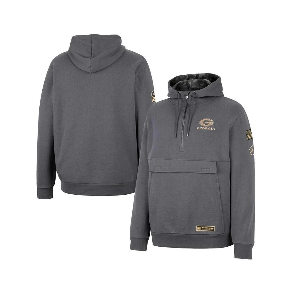 商品Colosseum|Men's Charcoal Georgia Bulldogs OHT Military-Inspired Appreciation Quarter-Zip Hoodie,价格¥338,第5张图片详细描述