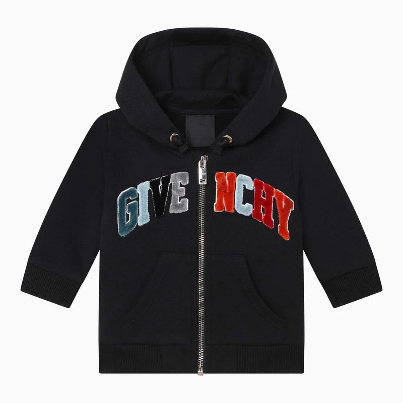 商品Givenchy|Black hoodie with multicoloured logo,价格¥1109,第1张图片