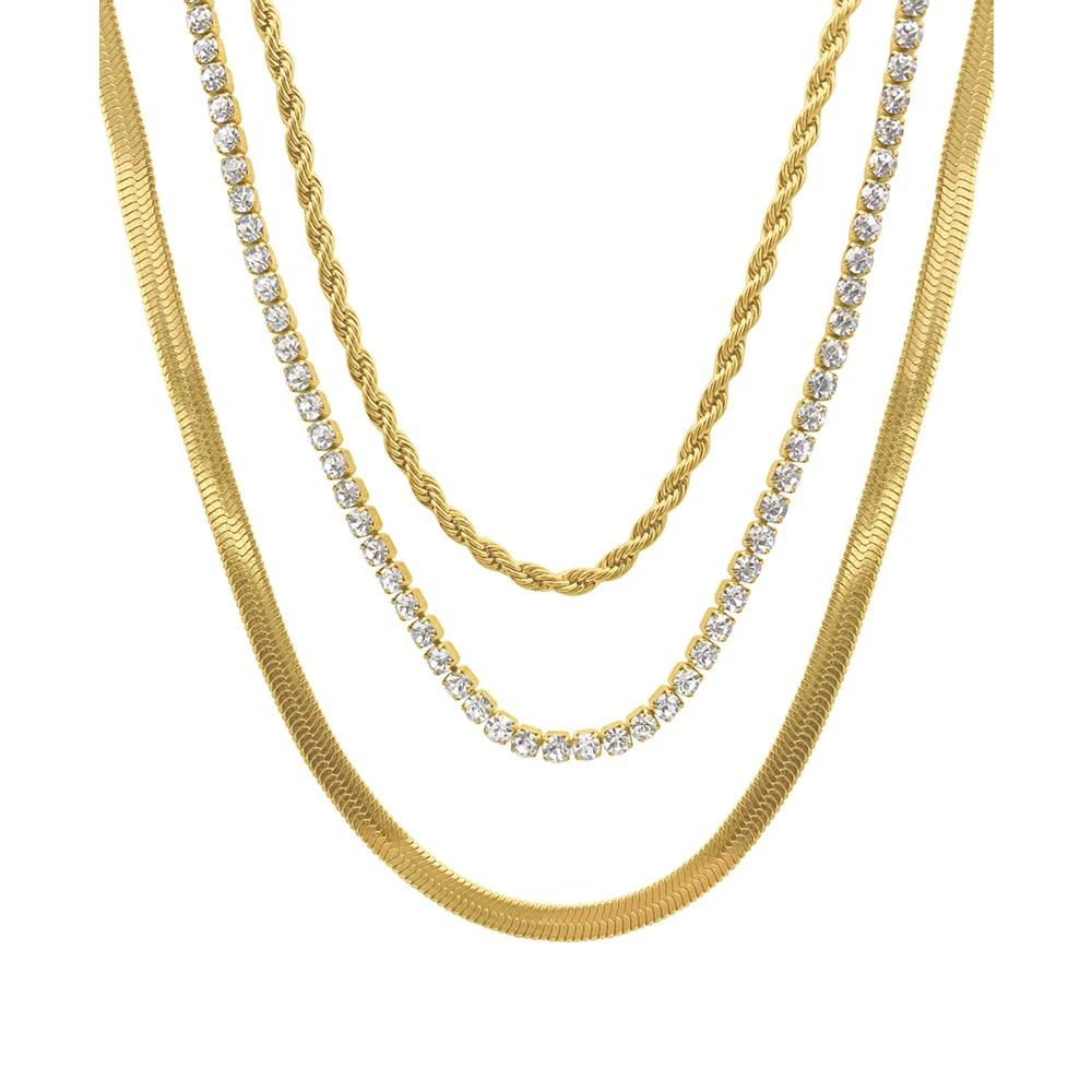 商品ADORNIA|Herringbone Chain, Rope Chain, and Tennis Necklace Set,价格¥165,第3张图片详细描述