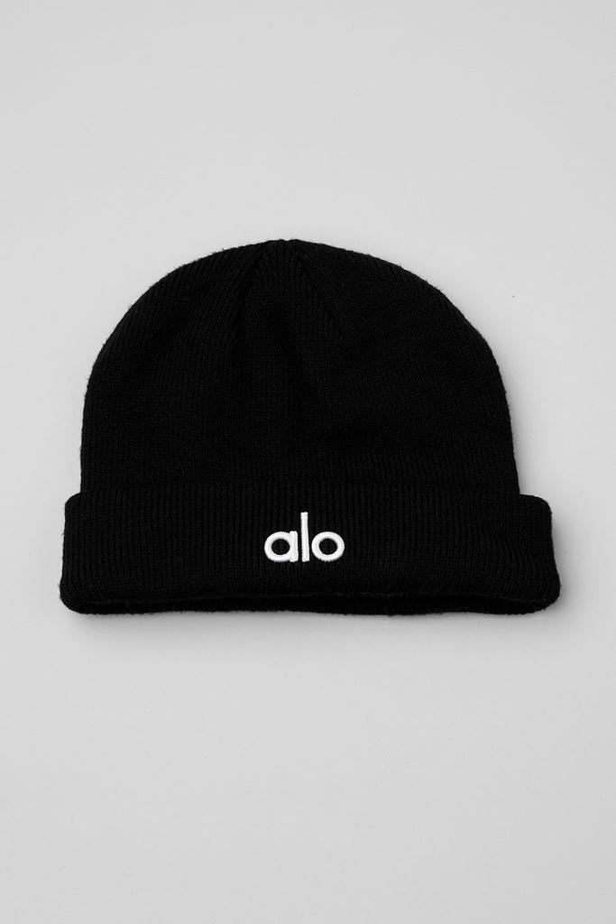 Alo ノータブルビーニー　ブラック Notable Beanie - Black/Black | ALO