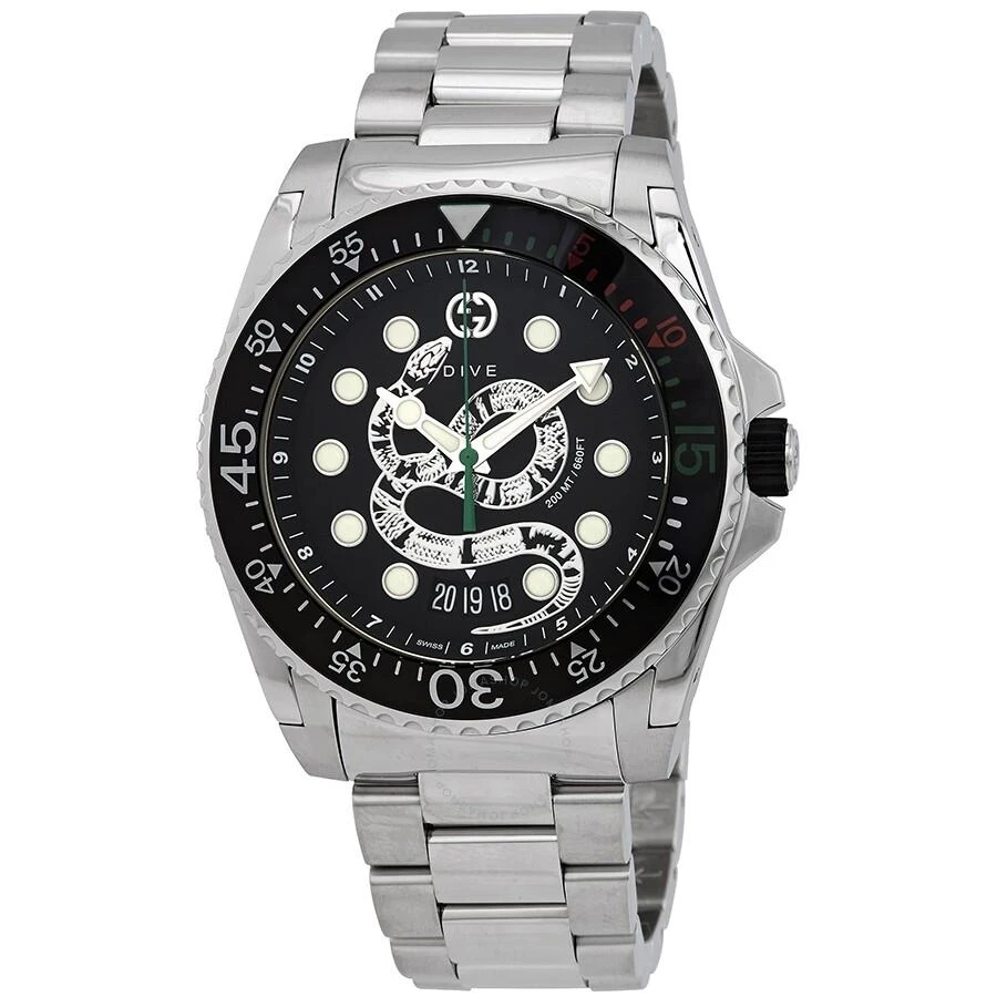 商品Gucci|Dive Quartz Black Dial Men's Watch YA136218,价格¥8077,第1张图片