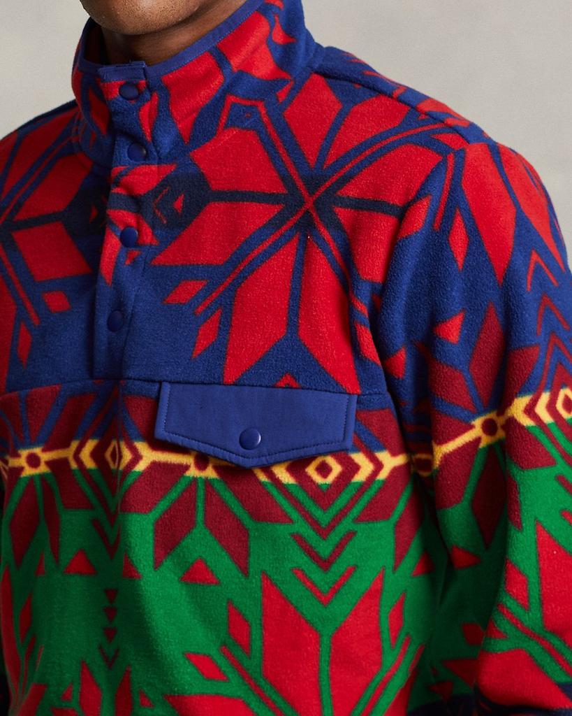 Fleece Geo-Print Half-Snap Mock Neck Sweatshirt商品第5张图片规格展示