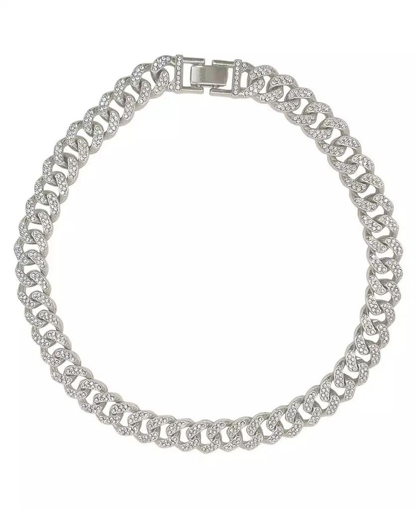 商品ADORNIA|Silver-Tone Plated Crystal Thick Cuban Curb Chain Necklace,价格¥378,第1张图片