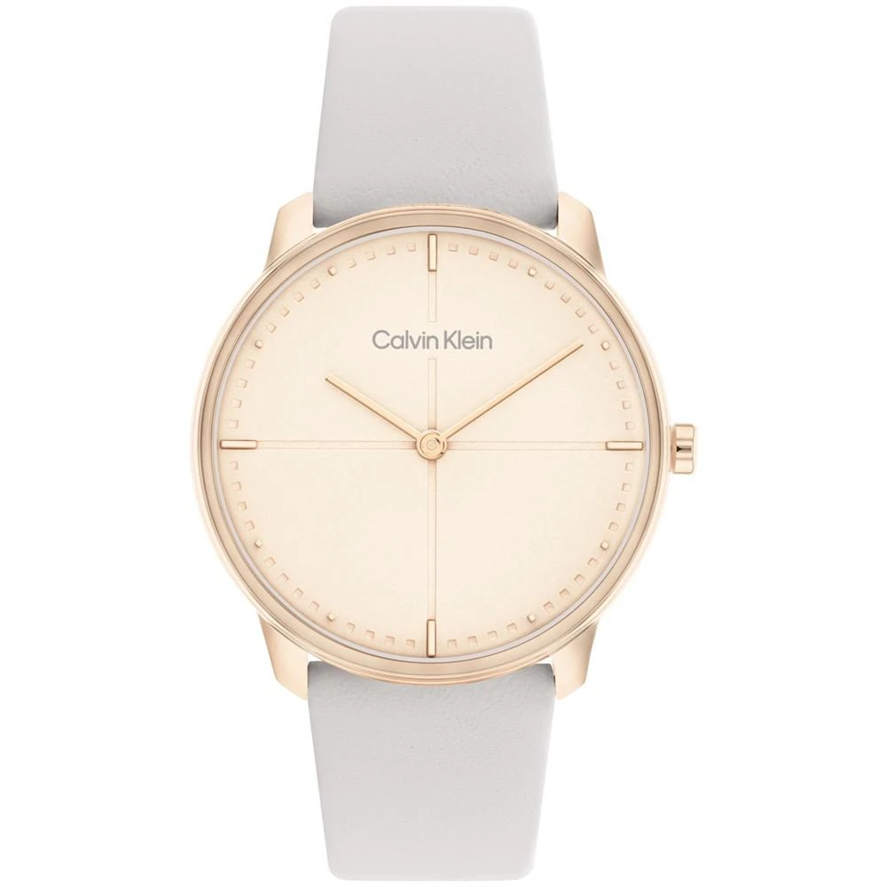 商品Calvin Klein|Unisex Gray Leather Strap Watch, 35mm,价格¥1052,第1张图片