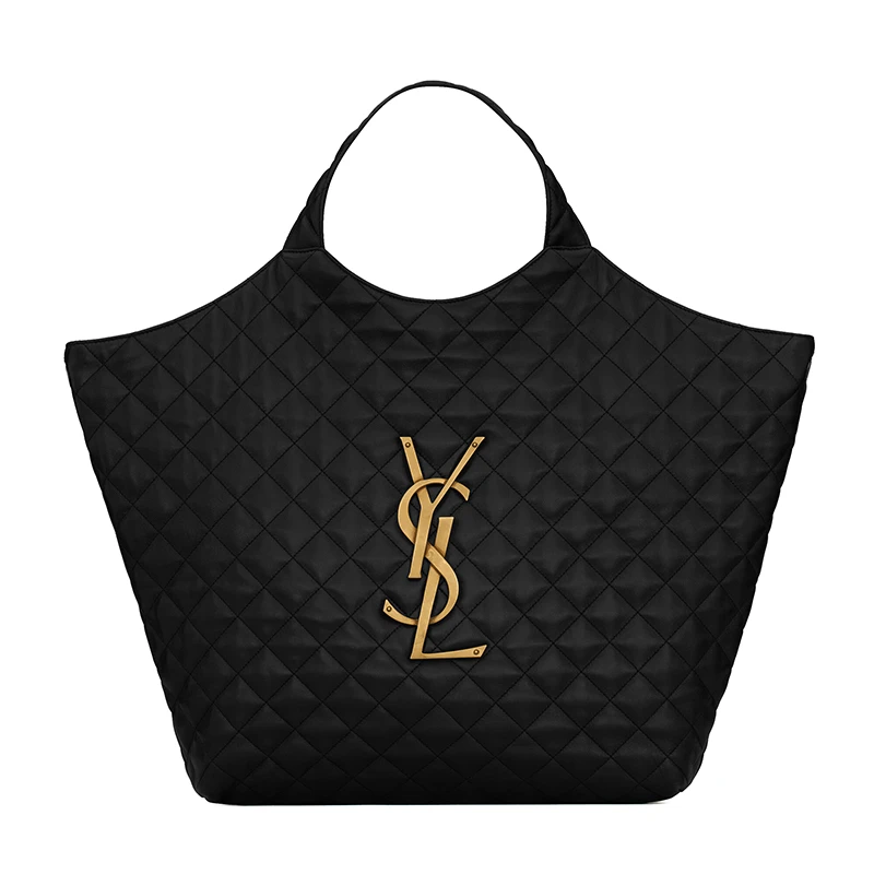 商品Yves Saint Laurent|SAINT LAURENT PARIS/圣罗兰 YSL ICARE系列 女士加大号黑色绗缝羊皮革大号徽标字母金扣单肩手提包,价格¥30985,第1张图片