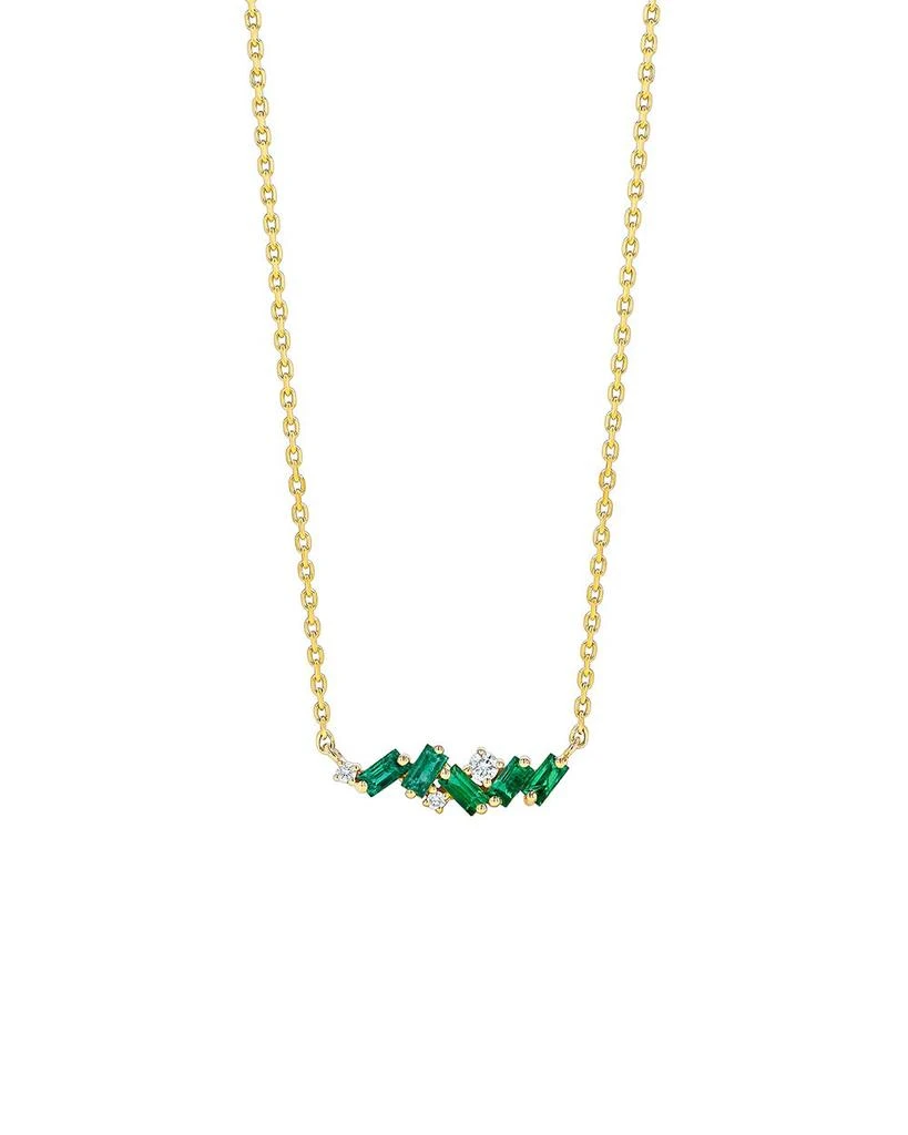 商品Suzanne Kalan|Emerald & Diamond Bar Necklace in 18K Yellow Gold,价格¥13911,第1张图片