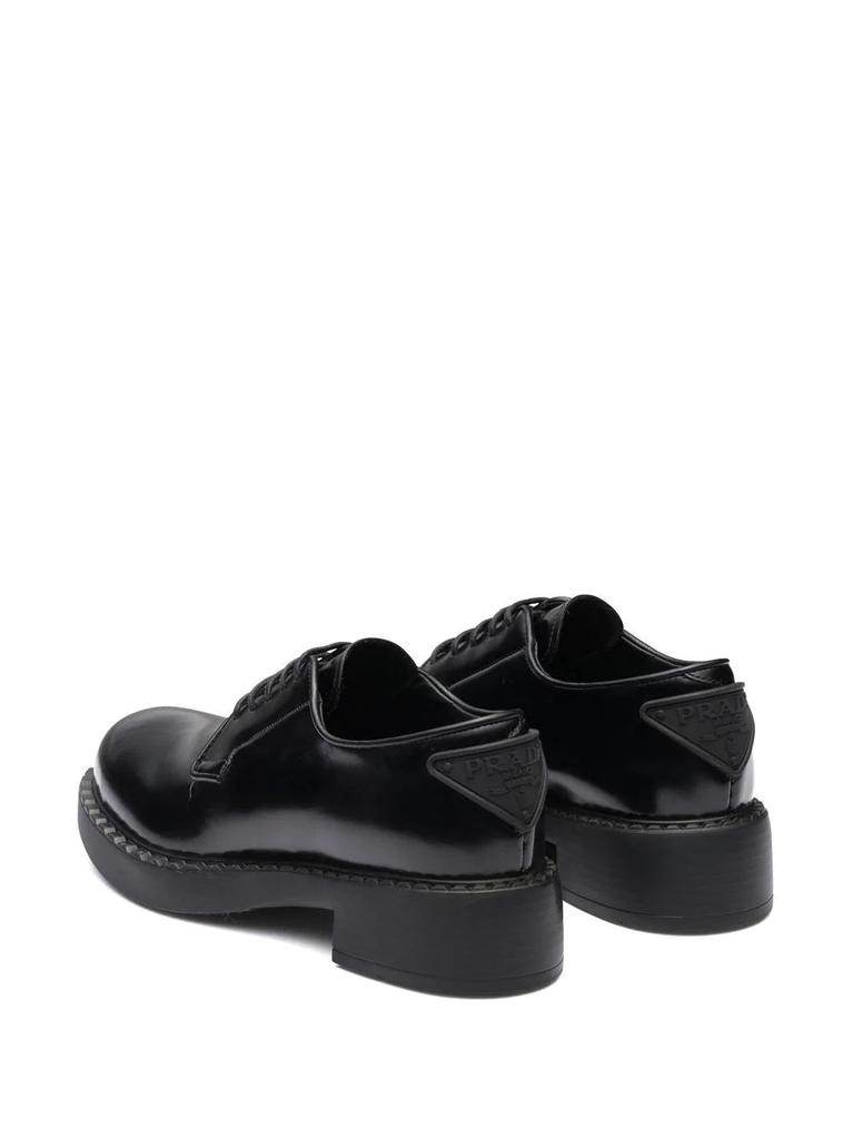 PRADA women's black leather brushed leather derby shoes商品第3张图片规格展示