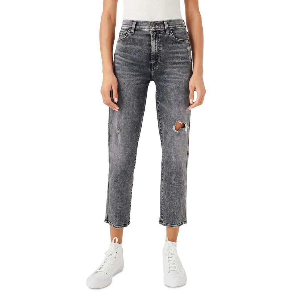 商品7 For All Mankind|7 For All Mankind Womens Distressed High Waist Straight Leg Jeans,价格¥385,第1张图片