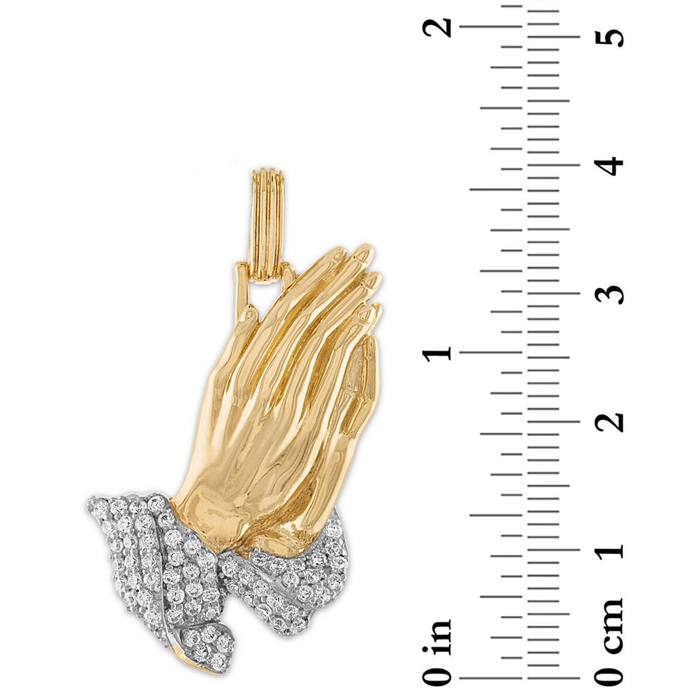 Cubic Zirconia Two-Tone Praying Hands Pendant in Sterling Silver & 14k Gold-Plate, Created for Macy's商品第3张图片规格展示