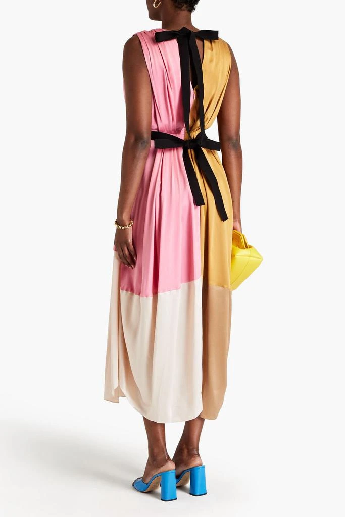 商品ROKSANDA|Canvas-trimmed pleated color-block silk midi dress,价格¥5605,第3张图片详细描述
