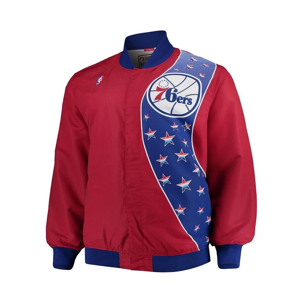 商品Mitchell and Ness|Men's Philadelphia 76ers Hardwood Classics Big and Tall Authentic Warm-Up Jacket - Red,价格¥1248,第3张图片详细描述