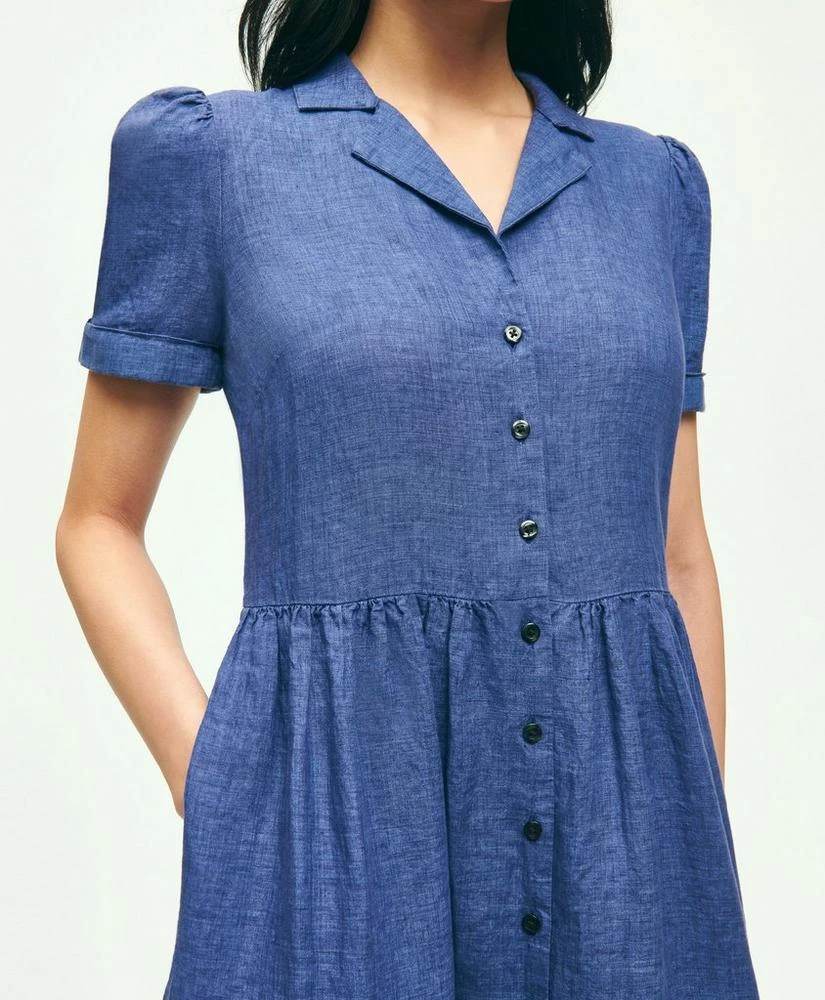 商品Brooks Brothers|Linen Shirred-Waist Relaxed Shirt Dress,价格¥706,第2张图片详细描述