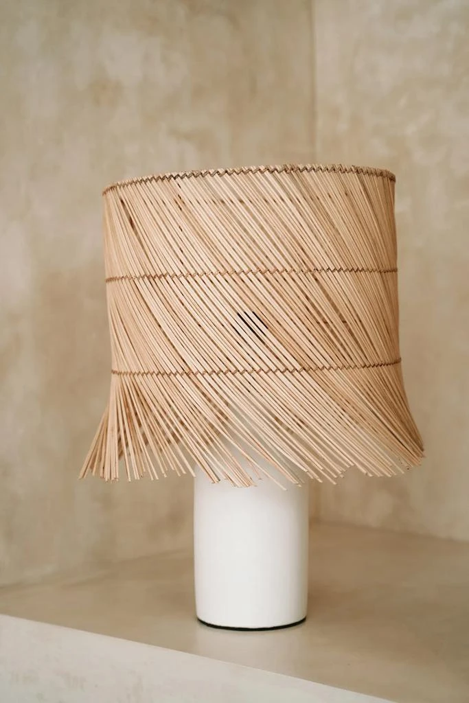 商品预计3周后发货 Bazar Bizar|La Lampe De Table Rattan - Blanc Naturel,价格¥1671,第1张图片