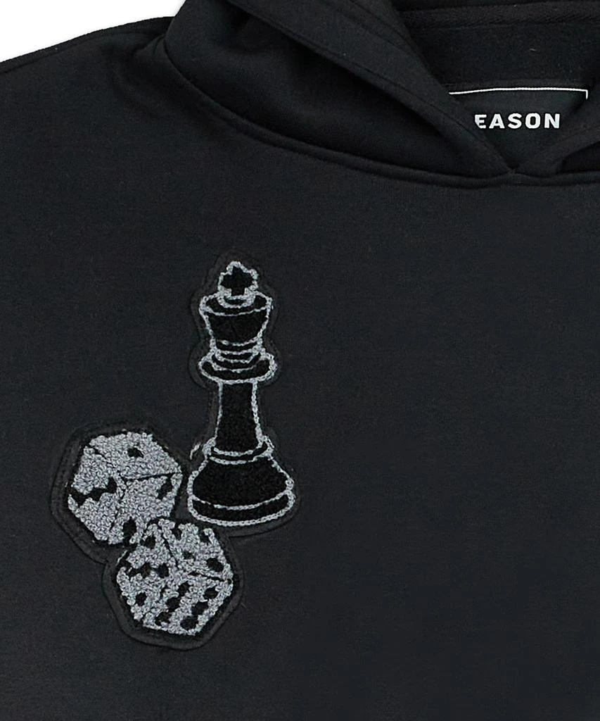 Oversized Checkmate Multi Embroidery Patched Sleeve Print Hoodie 商品