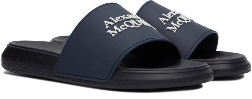 商品Alexander McQueen|Navy Pool Slides,价格¥1385,第4张图片详细描述