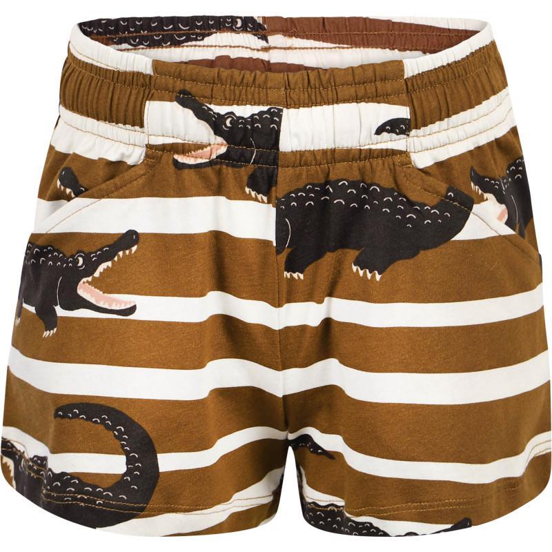 商品Mini Rodini|Crocodiles striped organic shorts in brown and white,价格¥244,第1张图片