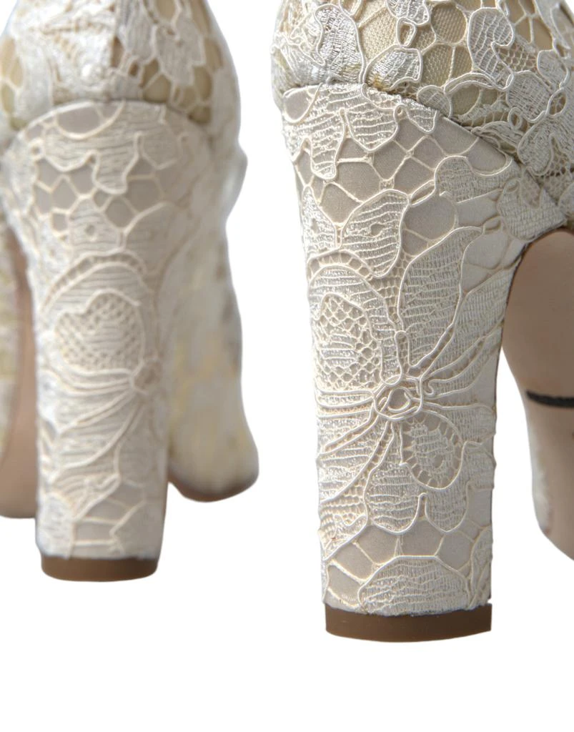 Dolce & Gabbana Chic Lace Block Heels Sandals in Cream White 商品