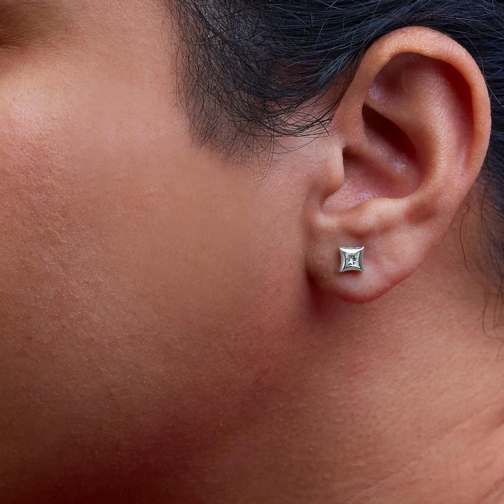 商品Haus of Brilliance|10K White Gold 1/3 Cttw Invisible Set Style Princess-Cut Diamond Stud Earrings,价格¥5834,第5张图片详细描述