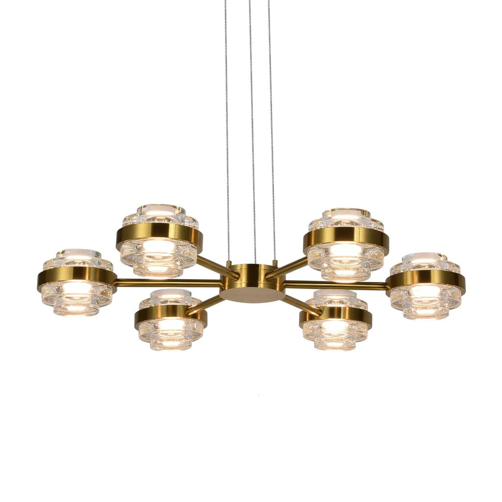 商品VONN Lighting|Milano VAP2336AB 25" 6-Light Height Adjustable Pendant Lighting Integrated LED Chandelier in Antique Brass,价格¥3714,第1张图片