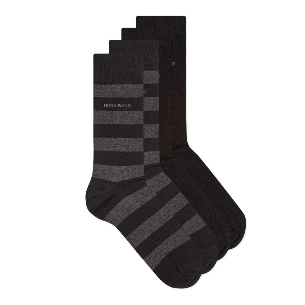 商品Hugo Boss|BOSS Bodywear Block Stripe Socks 2 Pack - Black,价格¥80,第1张图片