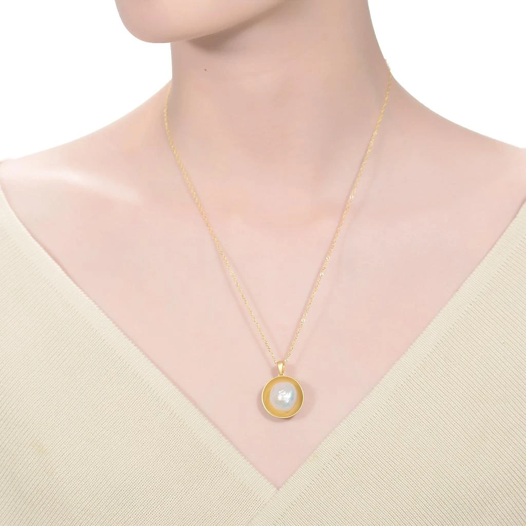 商品Genevive|GENEVIVE Sterling Silver Gold Plated Freshwater Pearl Pendant Necklace,价格¥566,第3张图片详细描述